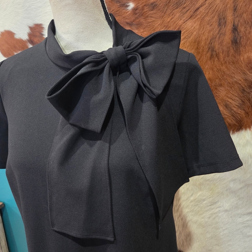 Shelby & Palmer Black Midi Dress with Bow Accent - Picture 2 of 7